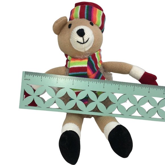 Gund Knit Plush Christmas Bear With Colorful Scarf Santa Hat 13" Stuffed Animal - Picture 8 of 12